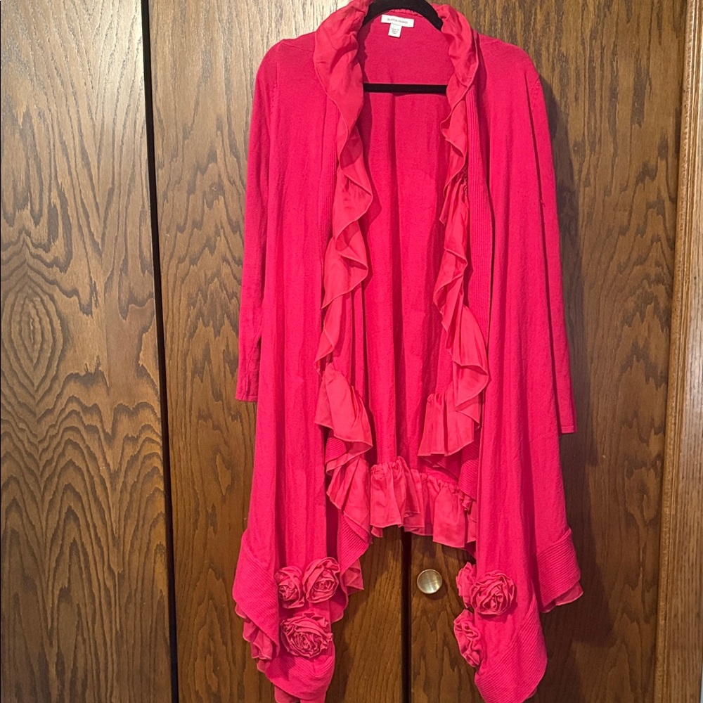 Women's Ruffled Pink Sweater